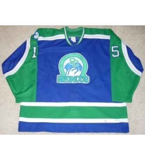 Custom WHL Swift Current Broncos 95 96 Scott Burt Road Hockey Jersey Blue